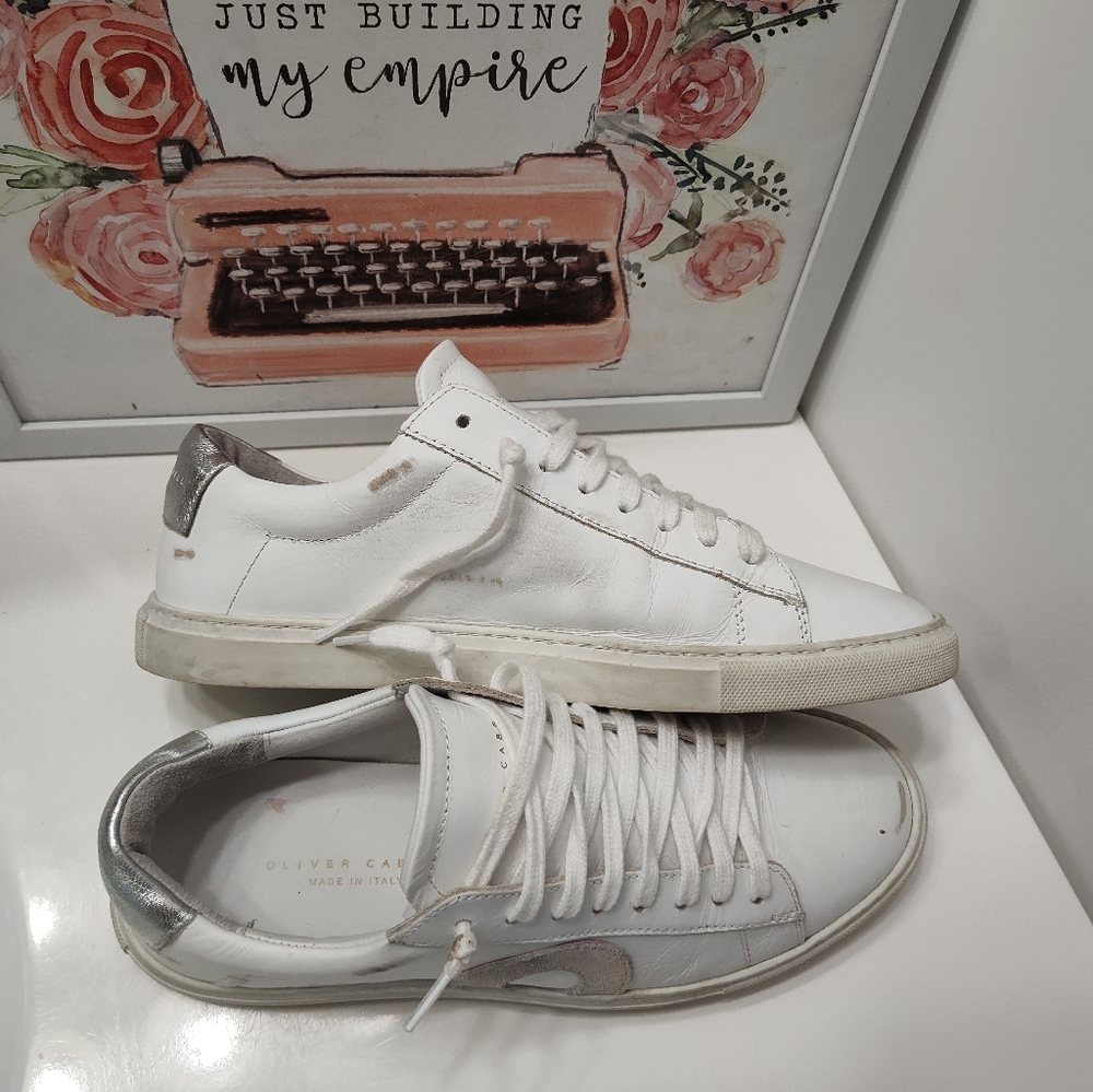đ„°EUC Oliver Cabell Low 1 Vienna Distressed Look Leather Lace Up Sneaker Trainer - Picture 13 of 16